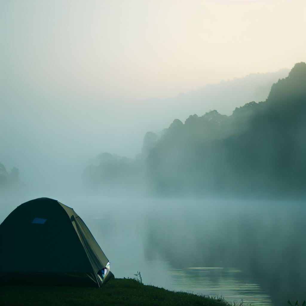 tent overlooking a serene waterway